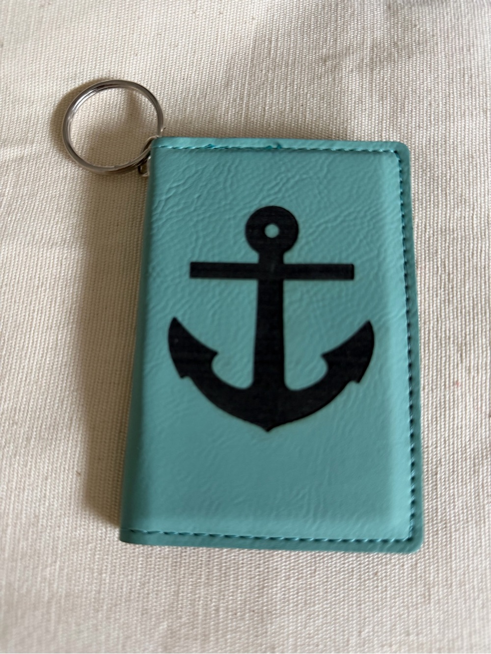Aqua Anchor Keyring Card Holder